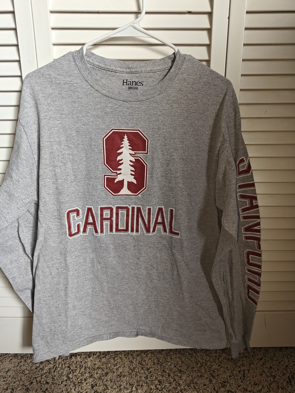 Vintage Hanes Stanford University Trees Cardinals Long Sleeve Tee M Unisex Adult